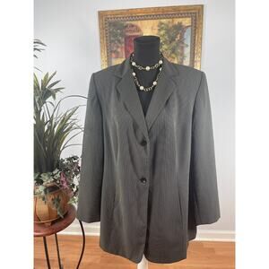 Karen Scott II Blazer Jacket Womens 16W Gray Patterned Quiet Luxury Classic Core